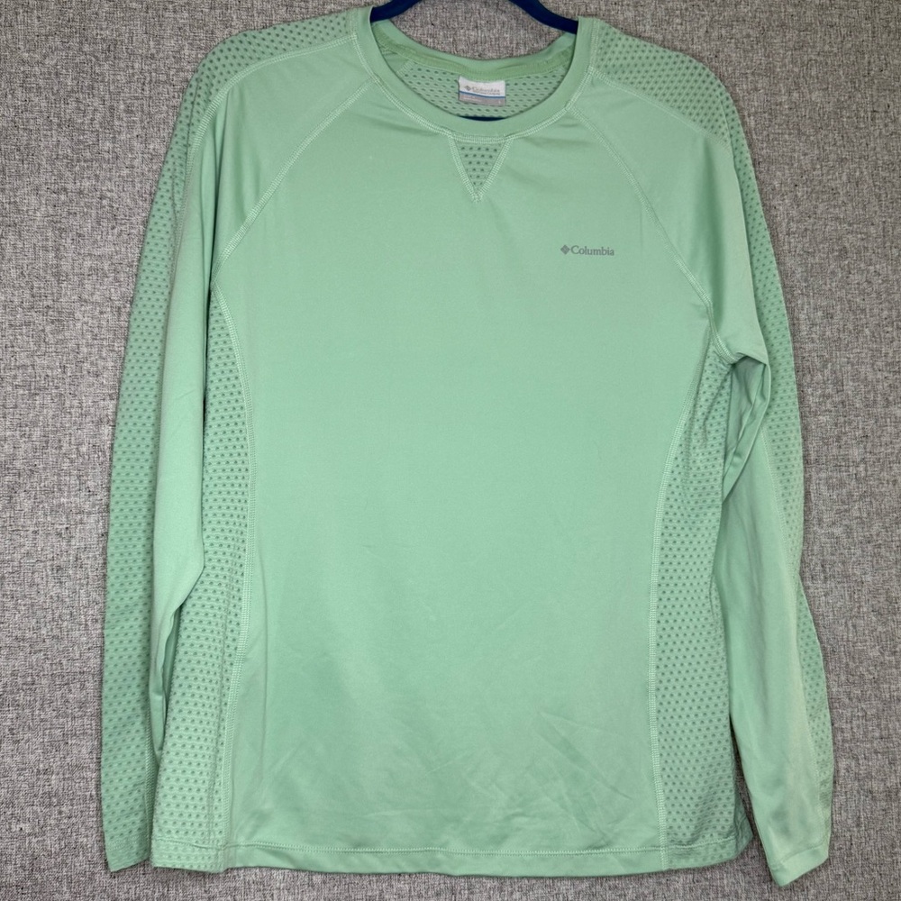 Columbia Mint Green Omni Wick Cooling Tech Long‎ Sleeve Active Wear Shirt Size L